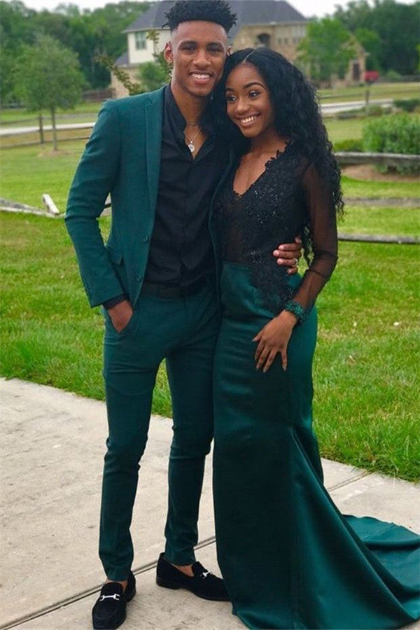 emerald green prom dress and suit Koscy Dark Dinner this party dress will Custom Lima Live Edge 08/2022 Color:Navy Blossoms