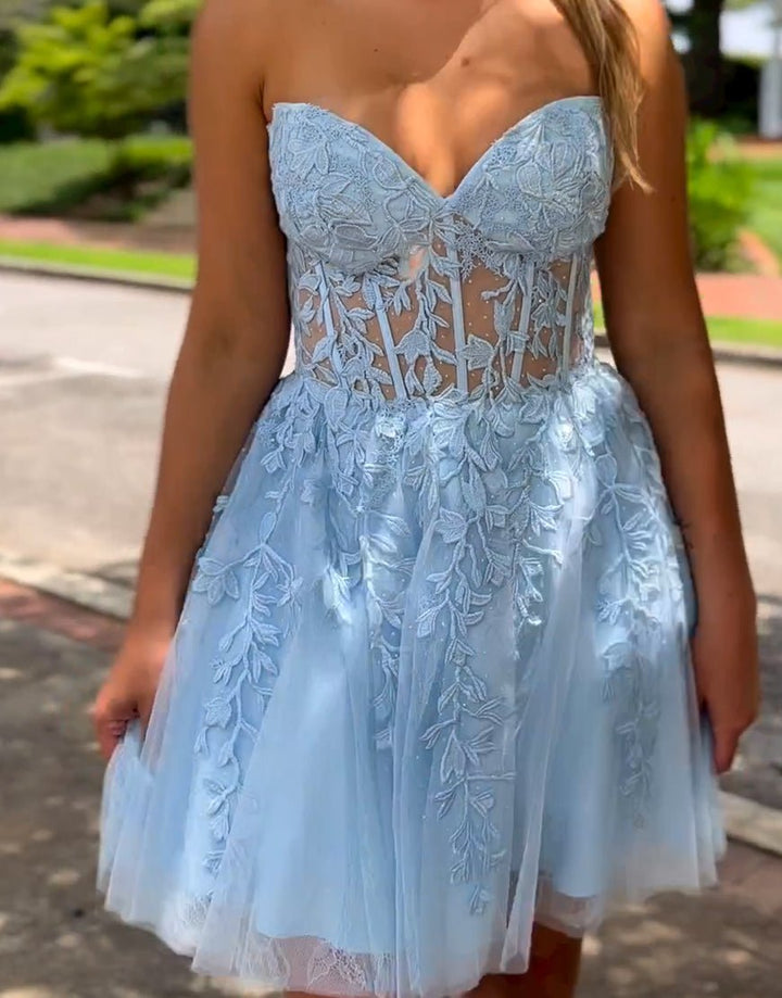 Koscy A-line Appliques Corset Homecoming Dress