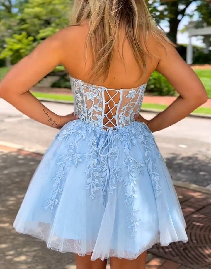 Koscy A-line Appliques Corset Homecoming Dress