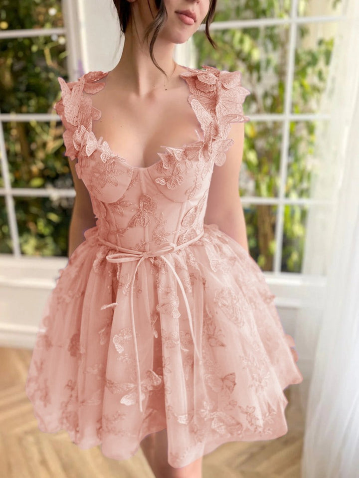 Koscy Aline Short Tulle Prom Dress with 3D Butterflies