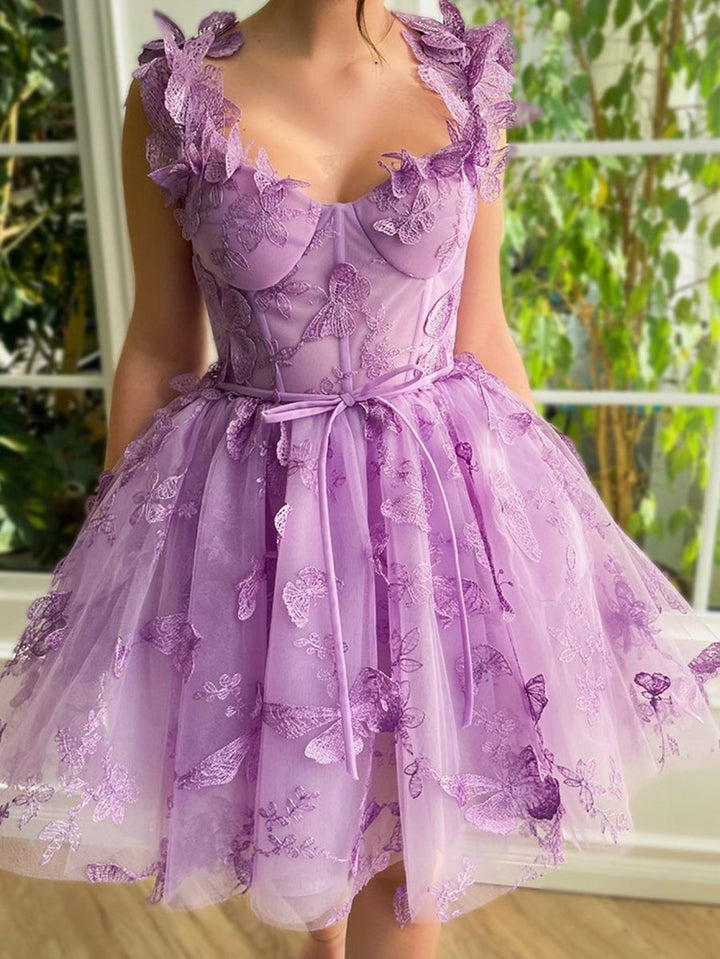 Koscy Aline Short Tulle Prom Dress with 3D Butterflies