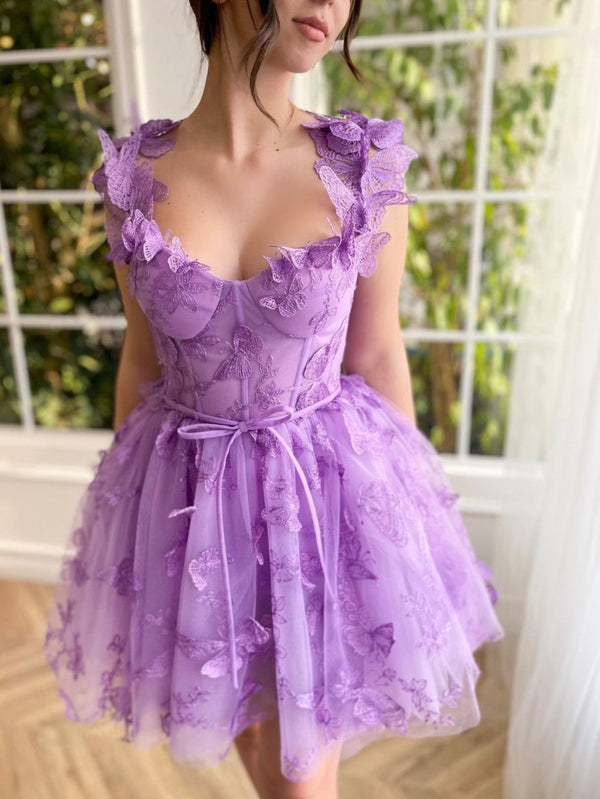 Koscy Aline Short Tulle Prom Dress with 3D Butterflies