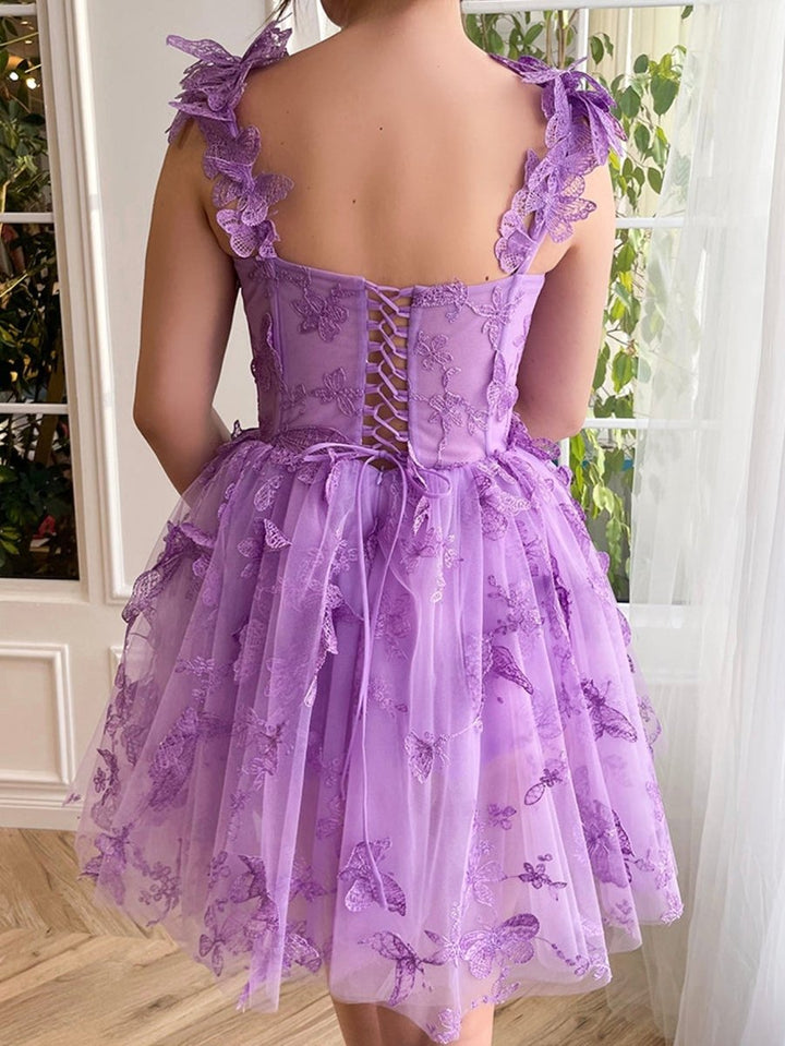 Koscy Aline Short Tulle Prom Dress with 3D Butterflies