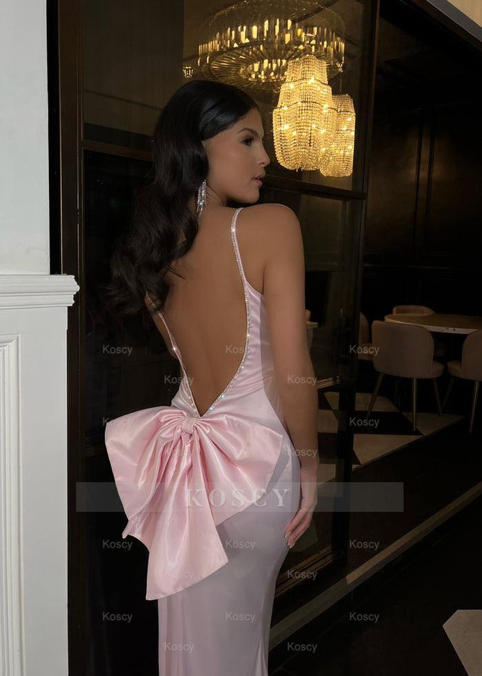 Long Light Pink Backless Sleeveless Halter Prom Dress Evening Gowns Long Light Pink Backless Sleeveless Halter Prom Dress Evening Gowns