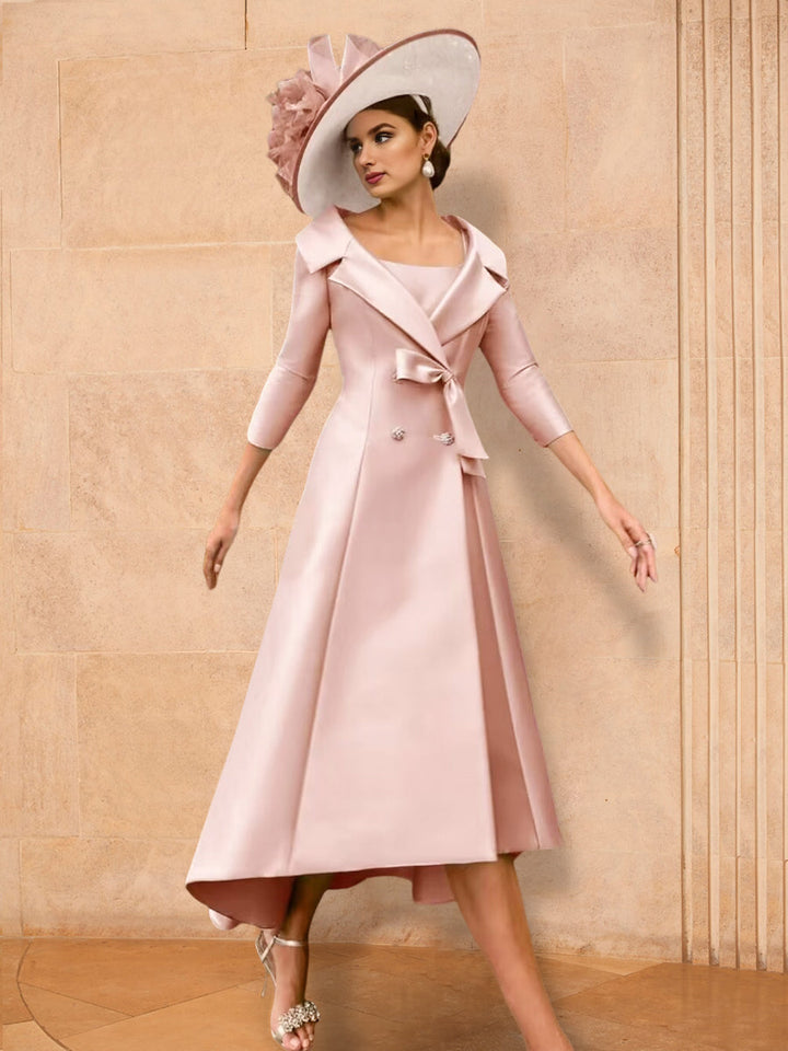bowknot long sleeve dress Long-Sleeve A-Line Princess Gown for the Mother of the Bride with Bowknot