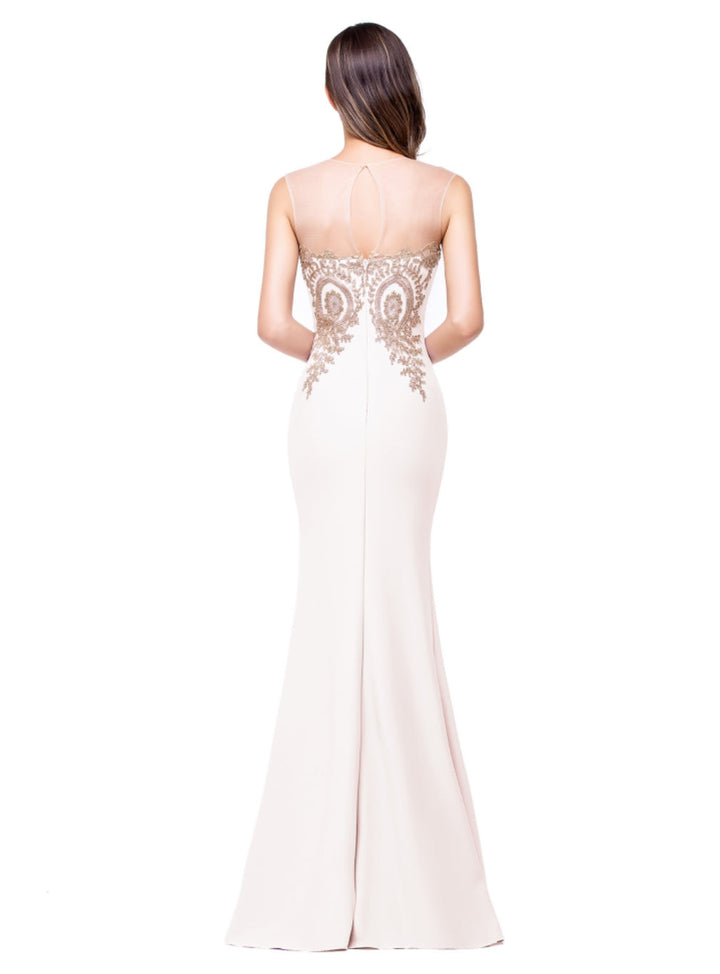 Mermaid Floor-Length Sheer Floor Length Dresses with Rhinestone Appliques-koscy