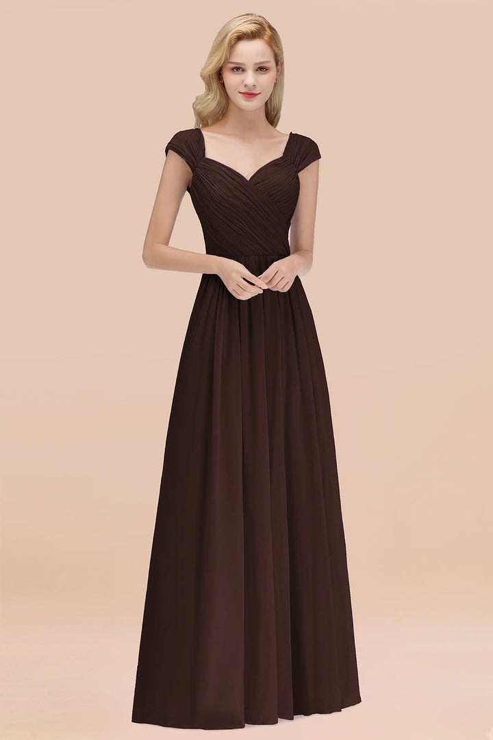 modest affordable bridesmaid dresses Naomi Modest Short Sleeves Floor Length Bridesmaid Dresses, Light Blue