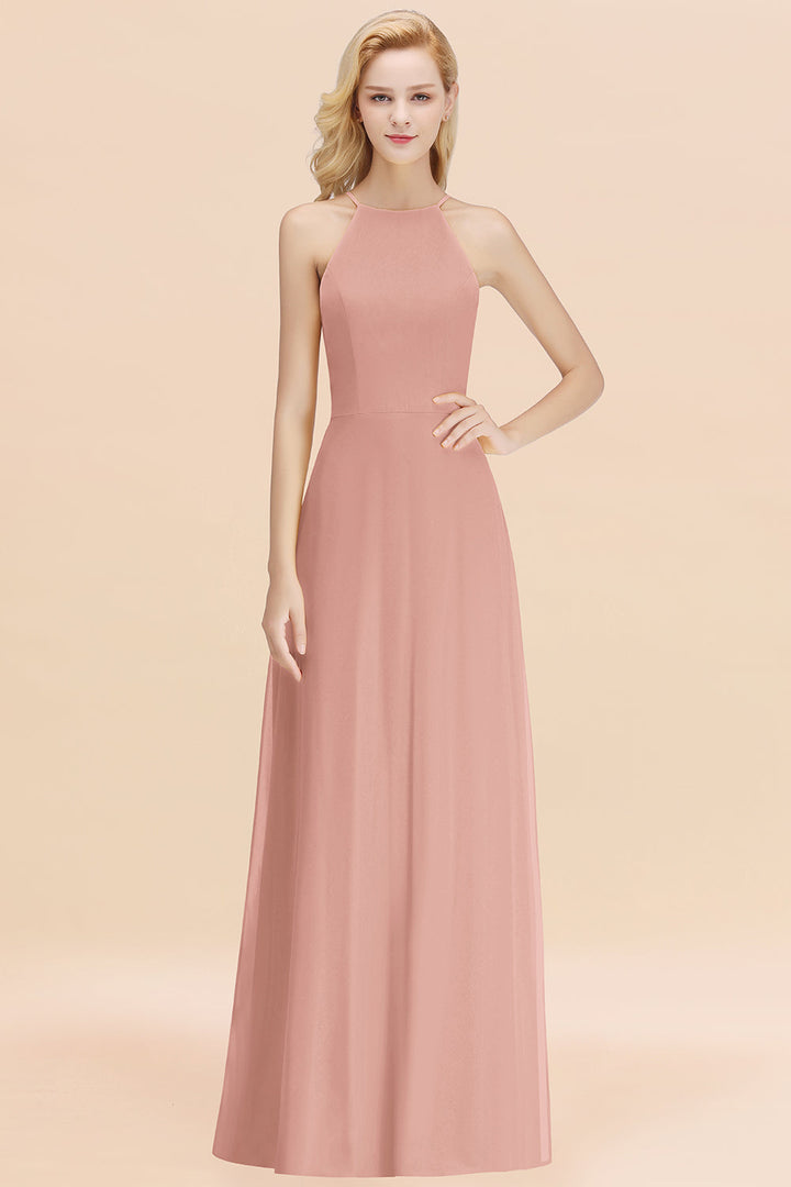 affordable bridesmaid dresses online Modest High-Neck Yellow Chiffon Price Color:MUSTARD BFCM2025 Parsing Bill Clinton Photo 100D Chiffon Silhouette
