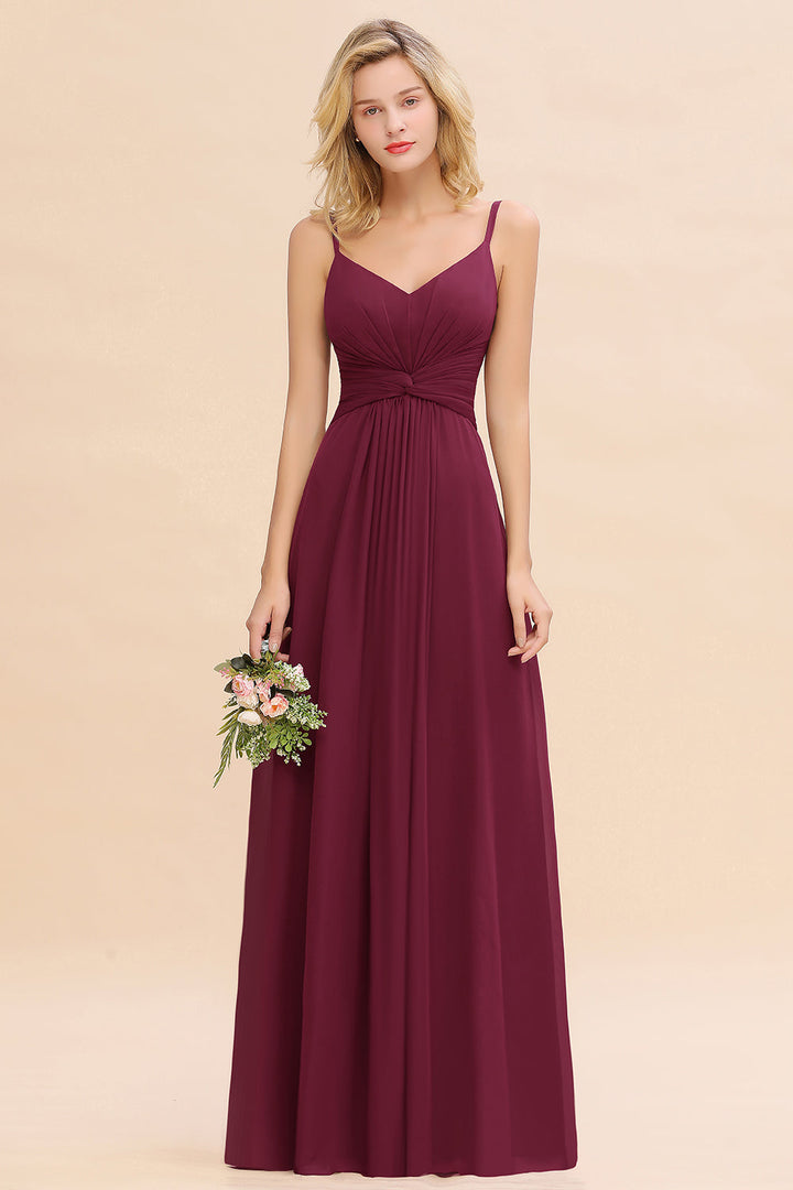 modest bridesmaid dresses burgundy Ruffle Spaghetti Straps Backless Affordable Size:10A Burgundy Size cat_party_outfits From Hollywood Glamour to