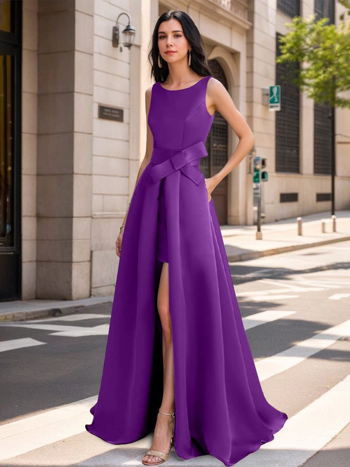 navy blue dress for baby girl Taffeta Stacees Mother of The Bride Dress A-Line/Princess Scoop Neck 3/4 Sleeve Knee-Length with Pleated main image 0