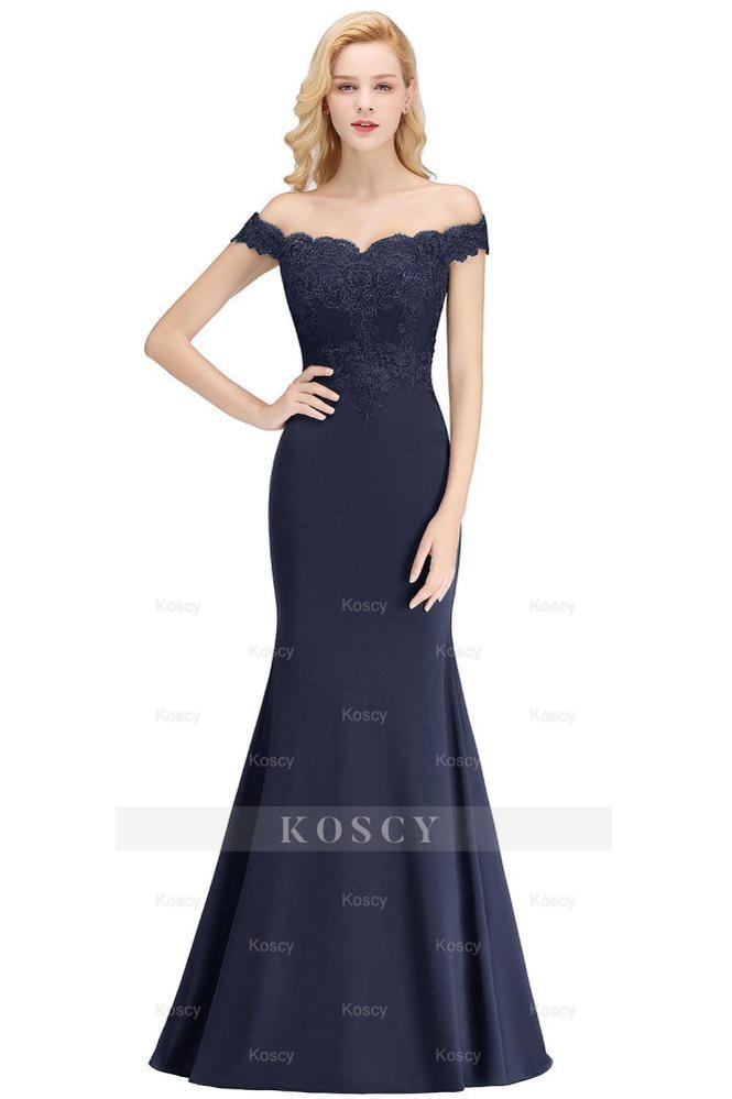 Off-the-shoulder Long Appliques Satin Mermaid Prom Gown Bridesmaid Dre Off-the-shoulder Long Appliques Satin Mermaid Prom Gown Bridesmaid Dre