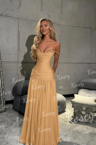 tan long formal dresses Long Sleeve Tan Satin Formal Gown  Lisposa