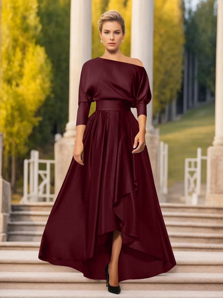 One-Shoulder A-Line Princess Dress with 3/4 Sleeves for Mothers of the  Bride & Groom