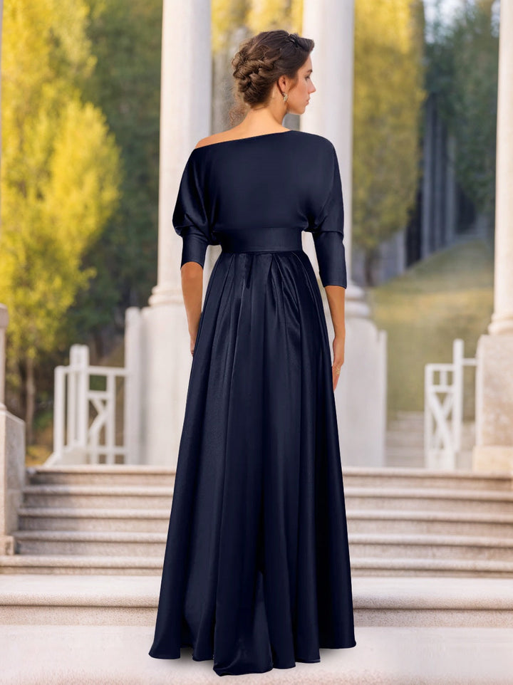 One-Shoulder A-Line Princess Dress with 3/4 Sleeves for Mothers of the Bride & Groom One-Shoulder A-Line Princess Dress with 3/4 Sleeves for Mothers of the Bride & Groom