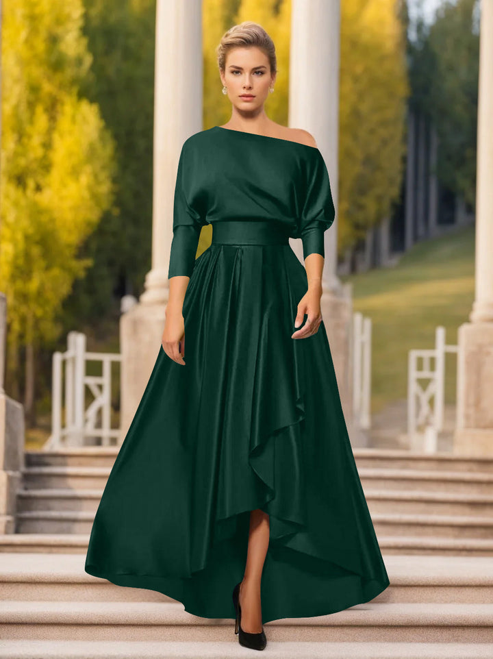 One-Shoulder A-Line Princess Dress with 3/4 Sleeves for Mothers of the Bride & Groom One-Shoulder A-Line Princess Dress with 3/4 Sleeves for Mothers of the Bride & Groom