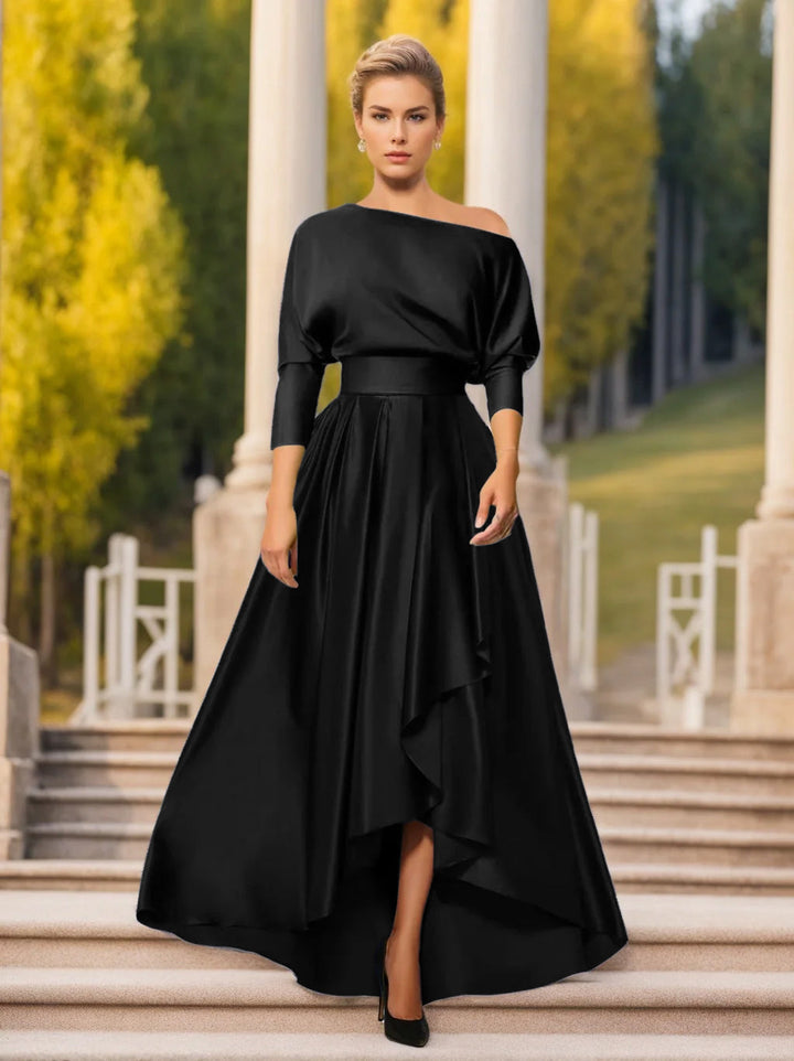 One-Shoulder A-Line Princess Dress with 3/4 Sleeves for Mothers of the  Bride & Groom