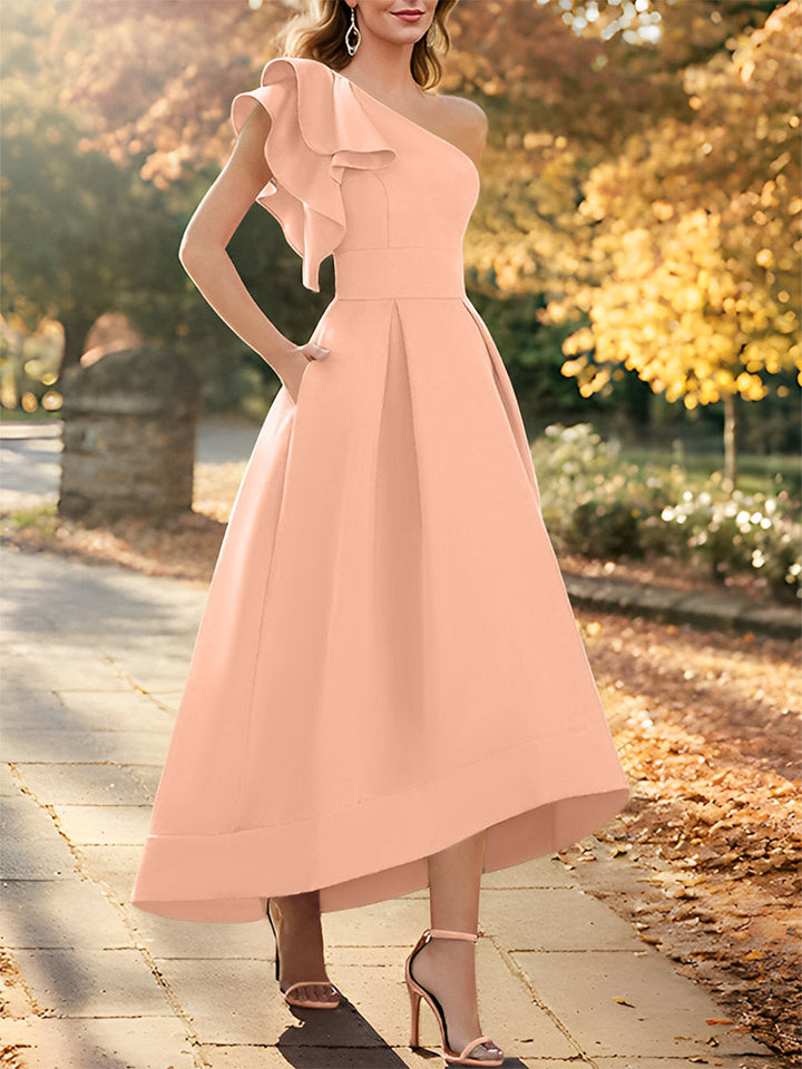 One-Shoulder Asymmetrical A-Line Princess Dress for the Mother of the Bride  Sleeveless with Ruffles