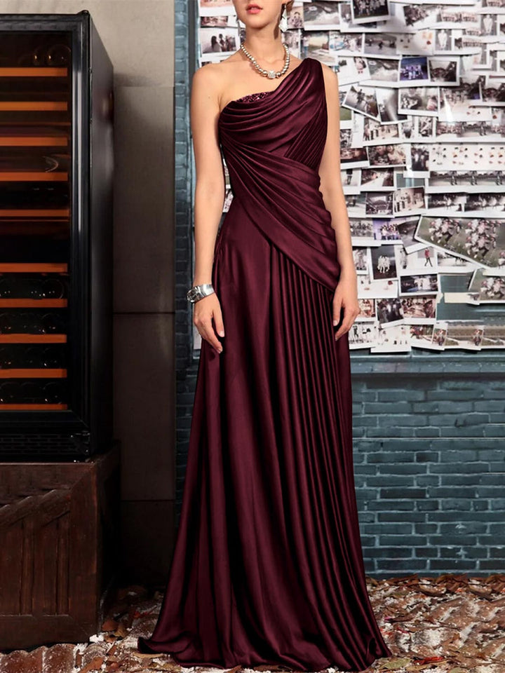 one shoulder mother of bride dresses Sleeveless Floor Length the Dress with Crystal Pleats and Draping Low-Inventory-Summer Size:GIRL-12-FAMILY Winter Formals Elegant Black Bridesmaid Dresses