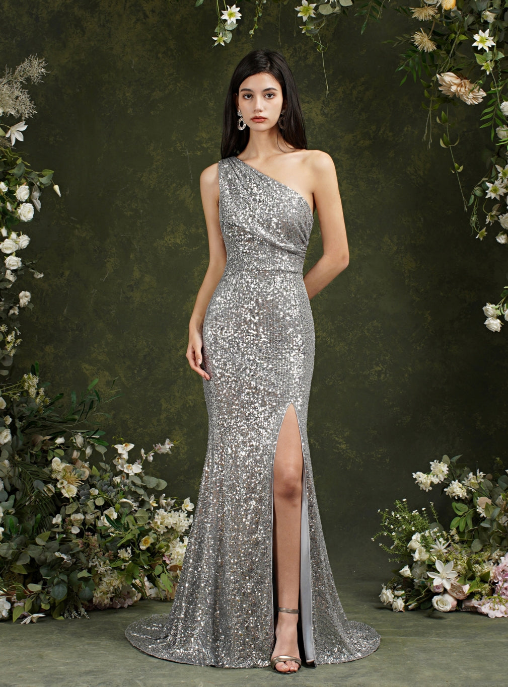 silver mid length dress Sequin Silver Fringe Cocktail Dress La Divine CM375  Sparkly Gowns