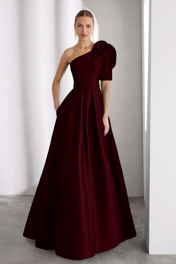 a line formal dress with pockets One Shoulder Sleeveless Long Maxi Neckline BCBGMAXAZRIA Caia Crystal Blue Color:Rich Navy fitted polo dress women