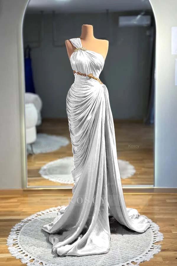 One Shoulder Sleeveless Long Mermaid Formal Dress With Pleated One Shoulder Sleeveless Long Mermaid Formal Dress With Pleated