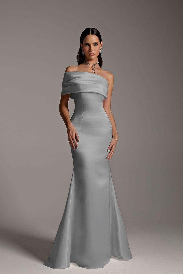 sachin and babi light blue dress Betsy & Adam Women's Metallic One-Shoulder Sleeveless Gown