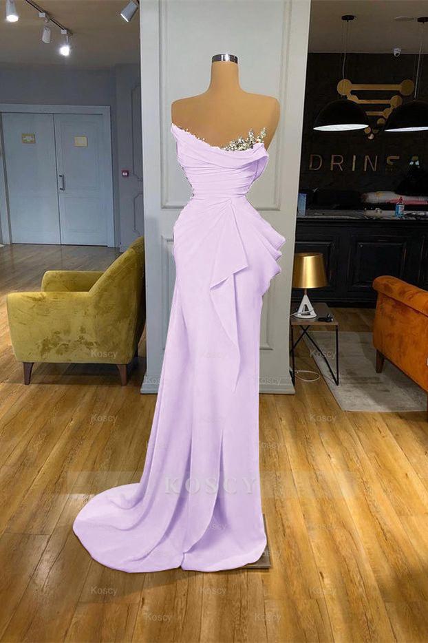 open lace back dress Sweetheart Orange Mermaid Long Party Dress with Slit