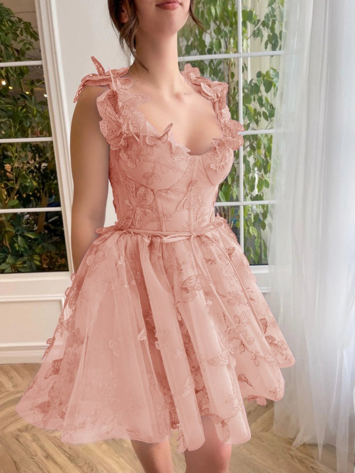 Koscy Aline Short Tulle Prom Dress with 3D Butterflies
