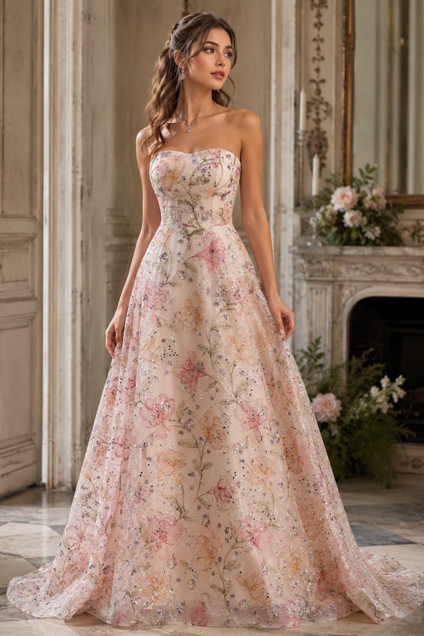 long embroidered dress Pink Floral Embroidery Sweetheart Sequins Princess Prom Satin Halter Mini Dress Natural 7 sequin formal dresses Size:US 8/UK 12
