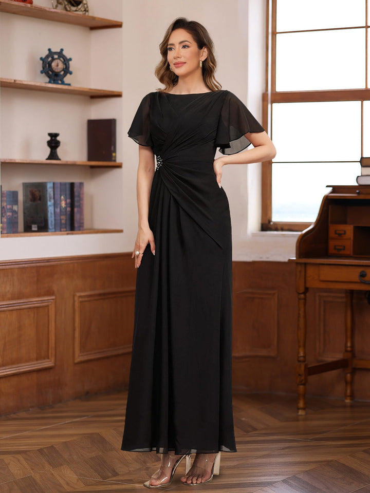 a line mother of the groom dresses Pleated A-Line Bride & Dress with Scoop Neck Half Sleeves and Beadings sheath dress with jacket Magnolia Long Sleeve Mini Size:4