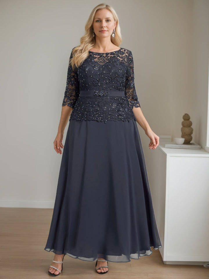 Plus Size A-Line Princess Scoop Neck Ankle-Length Mother of the Bride Dress with Beading Plus Size A-Line Princess Scoop Neck Ankle-Length Mother of the Bride Dress with Beading
