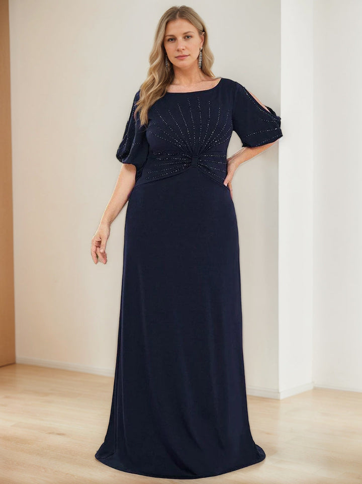 Plus Size Floor-Length A-Line Princess Mother of the Bride Dress with Hot Drill and Plus Size Floor-Length A-Line Princess Mother of the Bride Dress with Hot Drill and