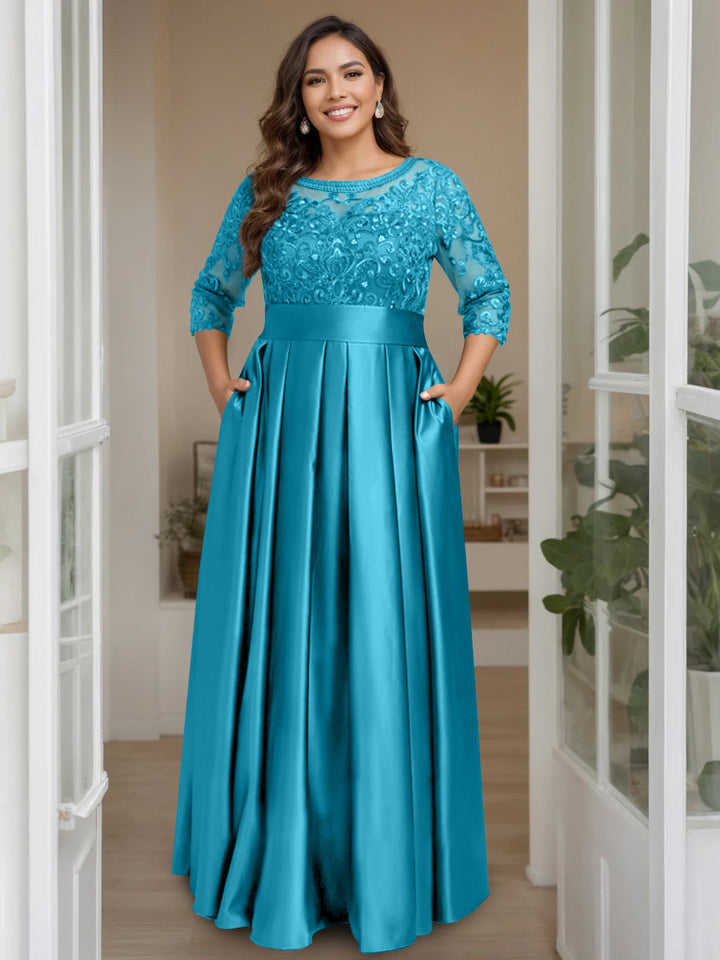 plus size 3 4 sleeve bridesmaid dresses pretty OAKLYN|Plus Size Lace-Up 3/4 Sleeve Chiffon Bridesmaid Dress