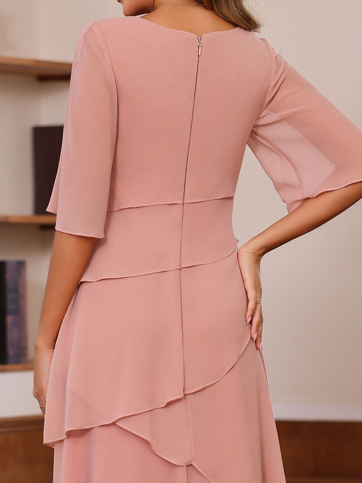 Plus Size Floor-Length Mother of the Bride A-Line Dress with Scoop Neck and  Ruffled