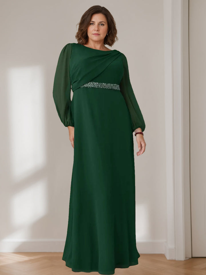 beaded mother of the bride dresses plus size Burgundy Mother Of The Bride Dresses Plus Size Beaded Cape-Sleeve Jewel Neck Chiffon Maxi Mother Of The Bride Dresses main image 1
