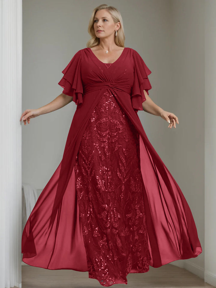 red plus size a-line dress Alllist Chiffon Women Dresses Long Plus Size Evening Gown Solid Red Side Slit A-Line for Women, Women's, Size: Large