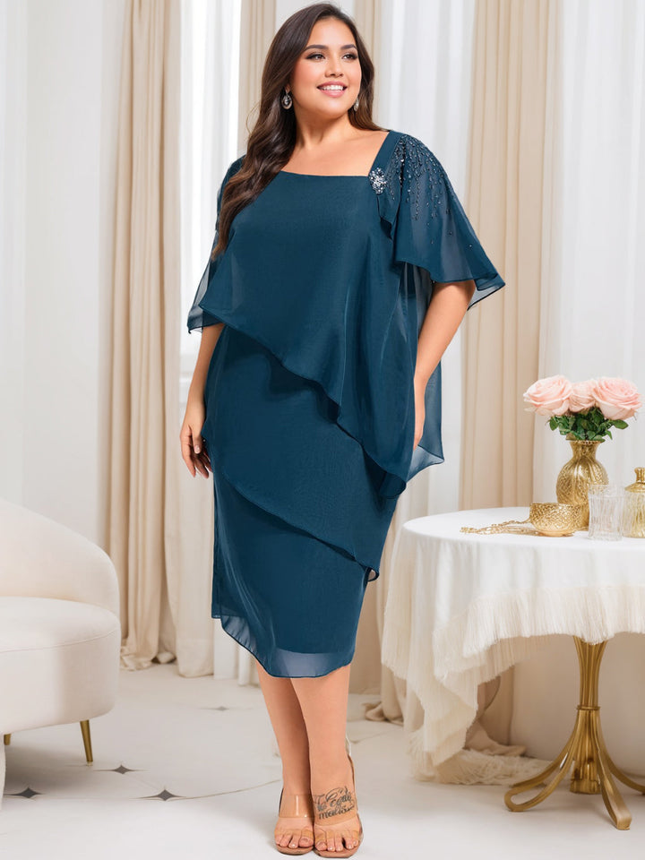 mother of the bride dresses knee length plus size Giftesty Womens Plus Size Dresses Women Lace Elegant Mother of Bride Dress Knee Length Plus Size Dress