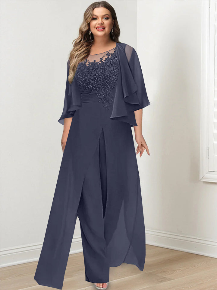 Classy Chiffon Jumpsuit Styles Palazzo Suit Monos Palazzos Mondressy Mother  Of The Bride Pantsuits For Women