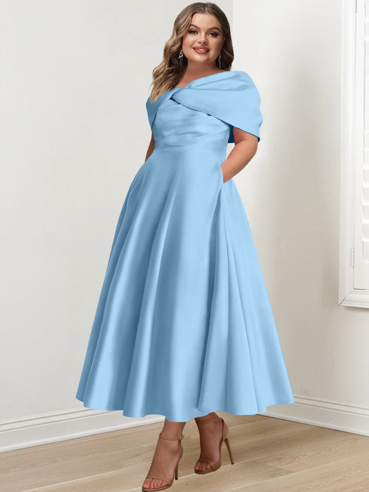 Plus Size Off-The-Shoulder A-Line Princess Ankle-Length Mother Of The Bride Dress With Plus Size Off-The-Shoulder A-Line Princess Ankle-Length Mother Of The Bride Dress With