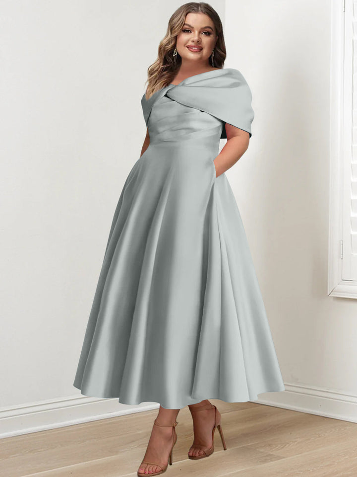 Plus Size Off-The-Shoulder A-Line Princess Ankle-Length Mother Of The Bride Dress With Plus Size Off-The-Shoulder A-Line Princess Ankle-Length Mother Of The Bride Dress With