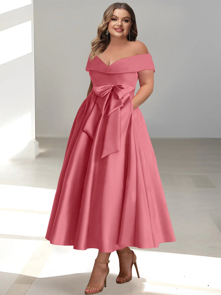 blue dress for baby girl Plus Size A-Line Princess Scoop Neck Short Sleeve Ankle-Length Mother of The Bride Dress with Ruffles and Sequins