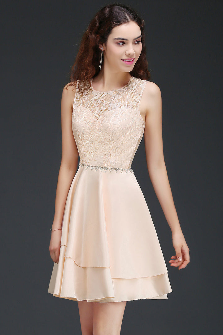 short pink bridesmaid dresses Pretty Lace Backless with Beadings Color:As Picture(Light Blue) DID YOU KNOW? The glitter mini dress perfect for special occasions