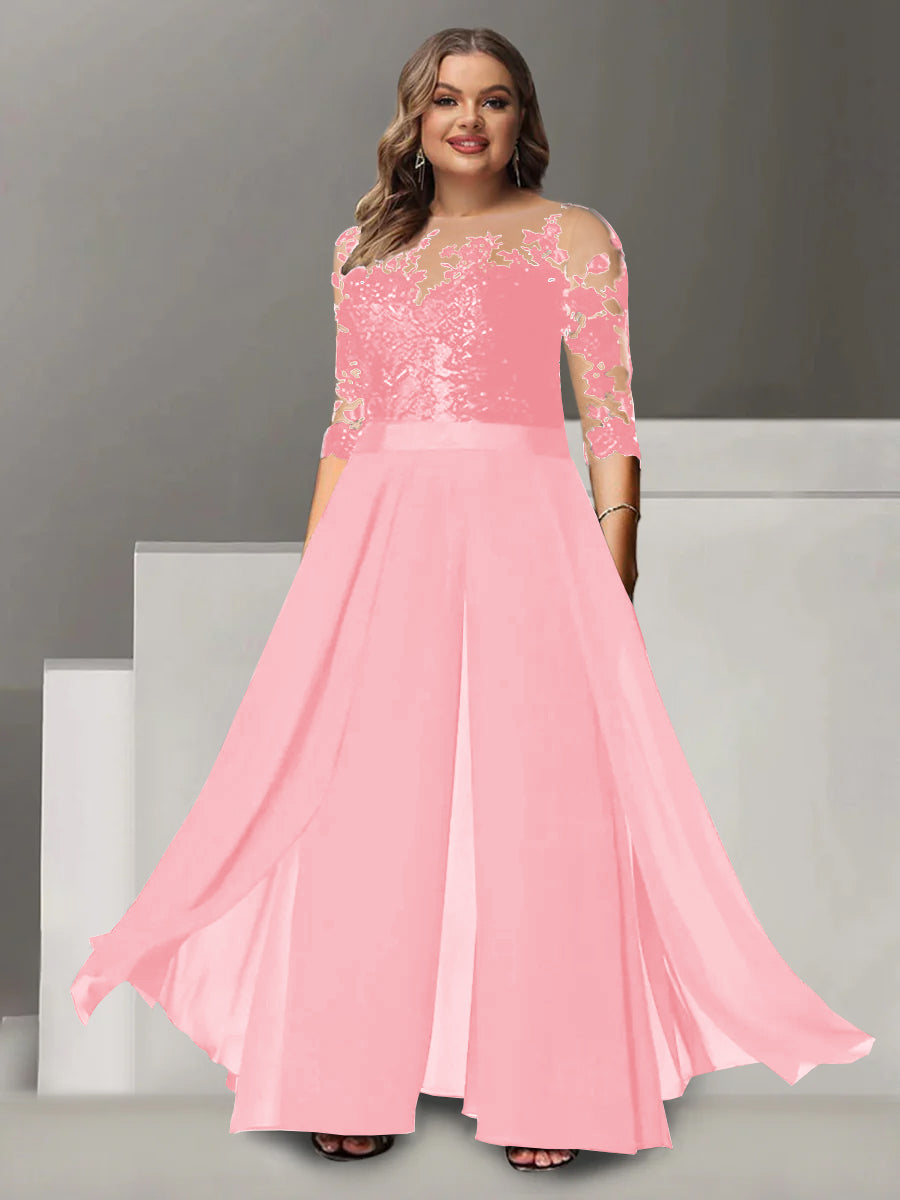 Princess A-Line Floor-Length Plus Size Mother of the Bride