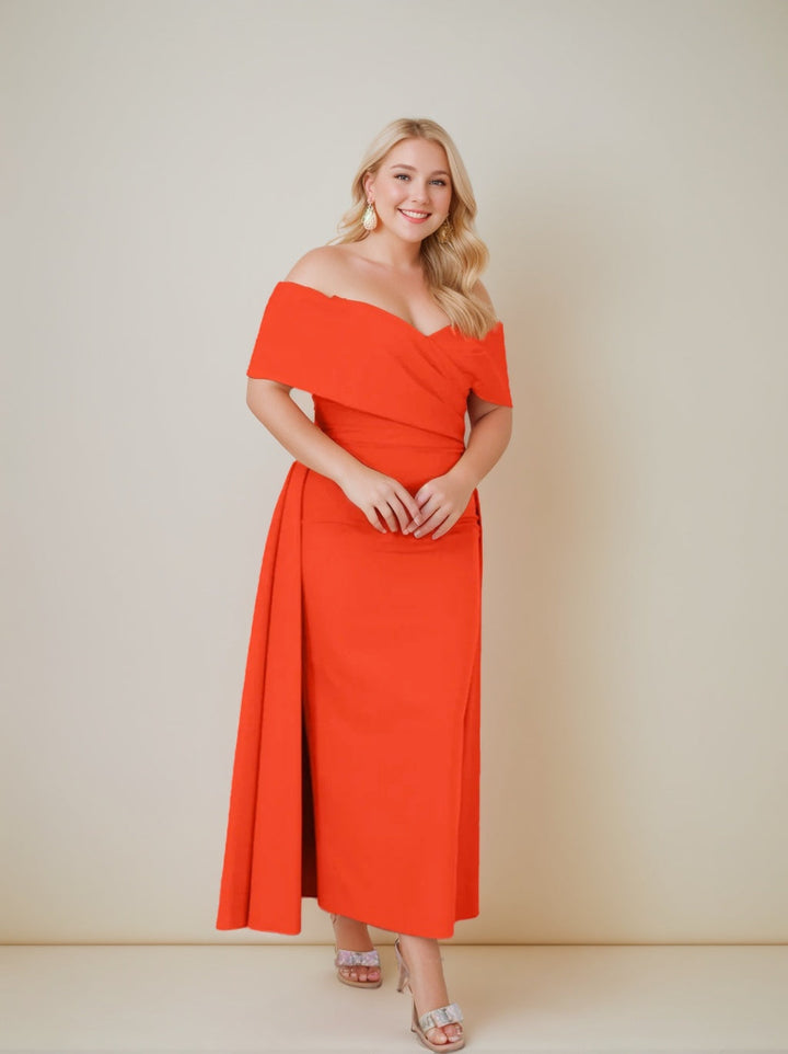 off the shoulder ankle length dress Glorious Blue Off-the-shoulder A-Line Ankle-Length Satin Evening Dresses