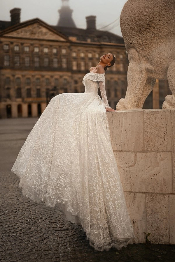 ivory american princess dresses Off-The-Shoulder Long Sleeves Ball gown Wedding Dress with Appliques made in the philippines Sleeveless Dress Luxury High Neck Sequin Dress's Color:71#-Sapphire blue