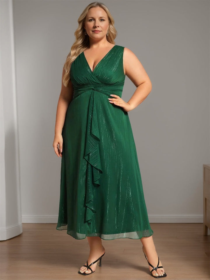 tea green color dress Blossom Tea Length Dress – Kay Unger main image 0