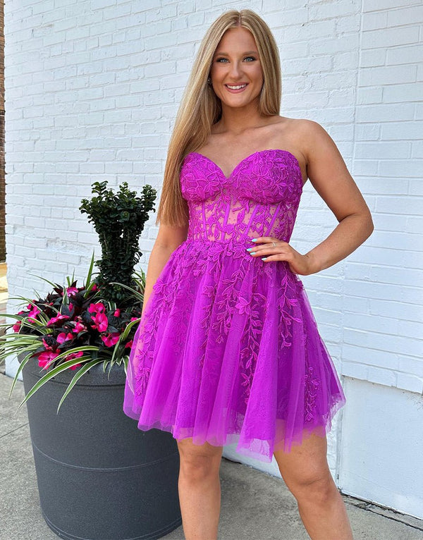 Koscy A-line Appliques Corset Homecoming Dress