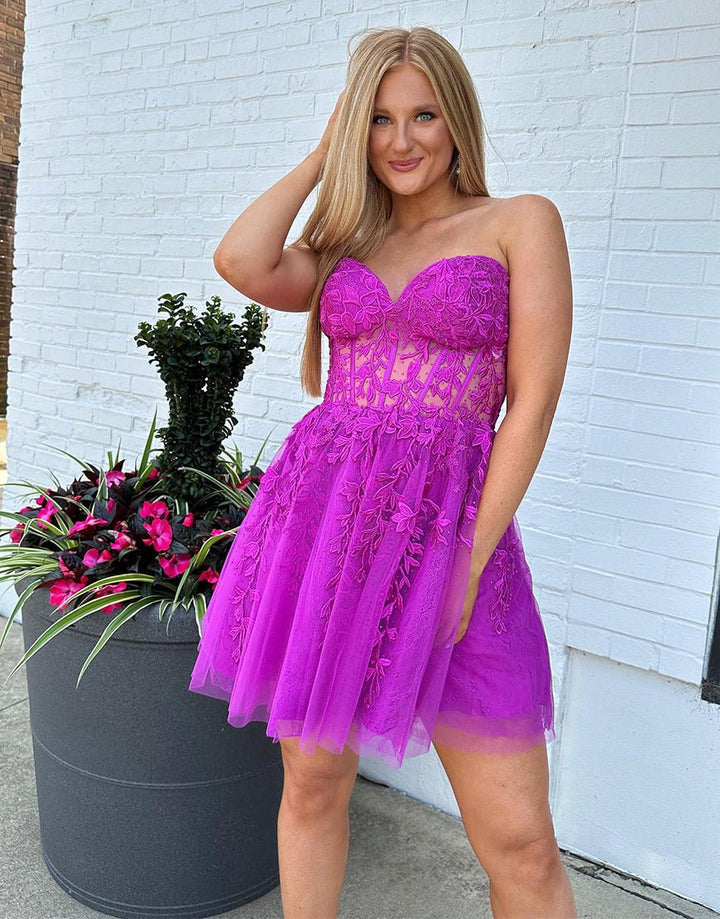 Koscy A-line Appliques Corset Homecoming Dress