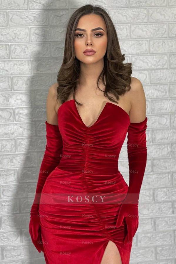 open lace back dress Satin Opera Length Gloves- Red – Moda Glam Boutique main image 0