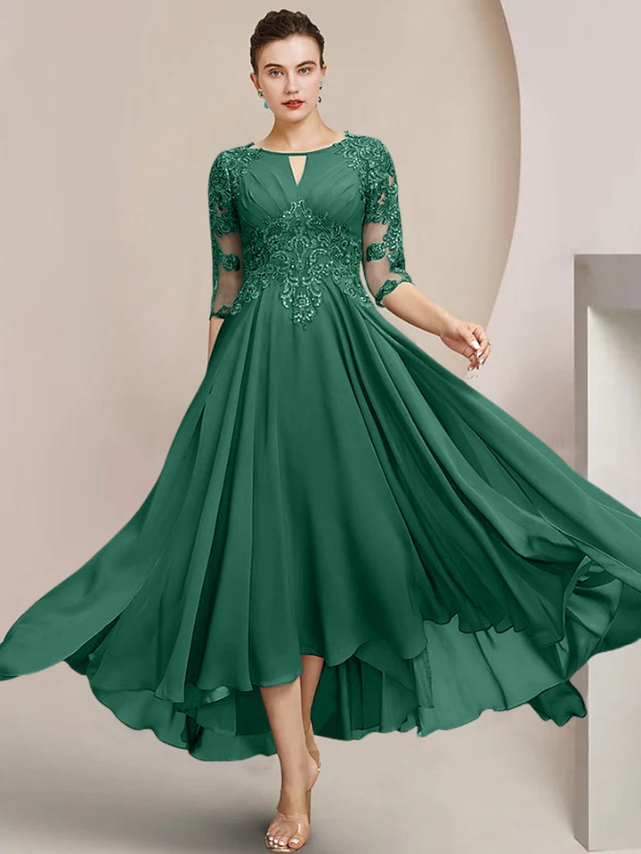 Scoop Neck Tea-Length A-Line Mother of the Bride Princess Dress Scoop Neck Tea-Length A-Line Mother of the Bride Princess Dress